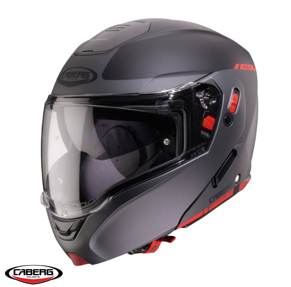Casca modulabila (flip-up) Caberg Horus X Ray L6 negru/gri/rosu fluor mat Pinlock ready - lentila Pinlock inclusa