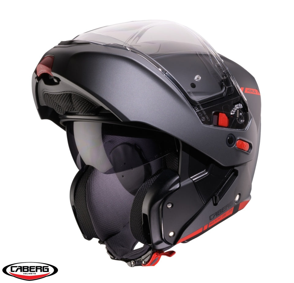 Casca modulabila (flip-up) Caberg Horus X Ray L6 negru/gri/rosu fluor mat Pinlock ready - lentila Pinlock inclusa