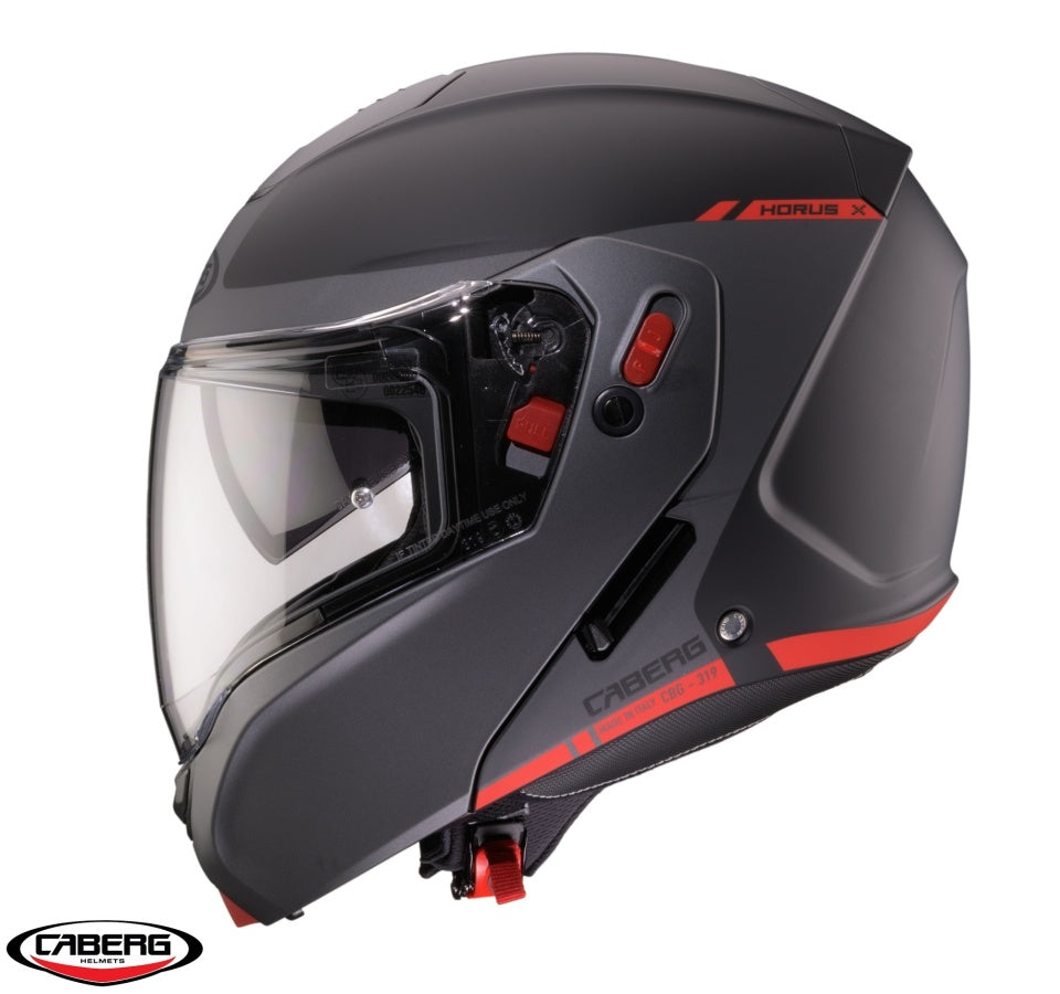 Casca modulabila (flip-up) Caberg Horus X Ray L6 negru/gri/rosu fluor mat Pinlock ready - lentila Pinlock inclusa