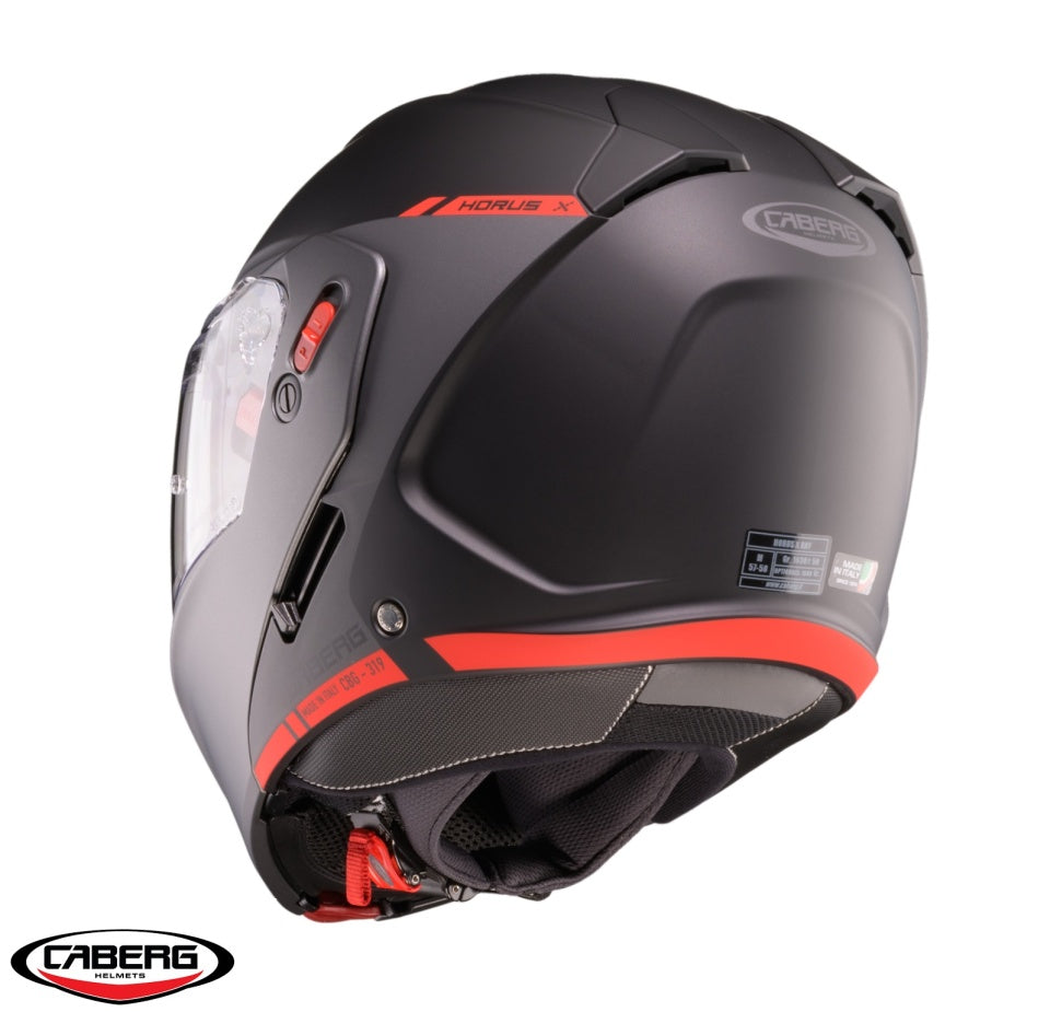 Casca modulabila (flip-up) Caberg Horus X Ray L6 negru/gri/rosu fluor mat Pinlock ready - lentila Pinlock inclusa