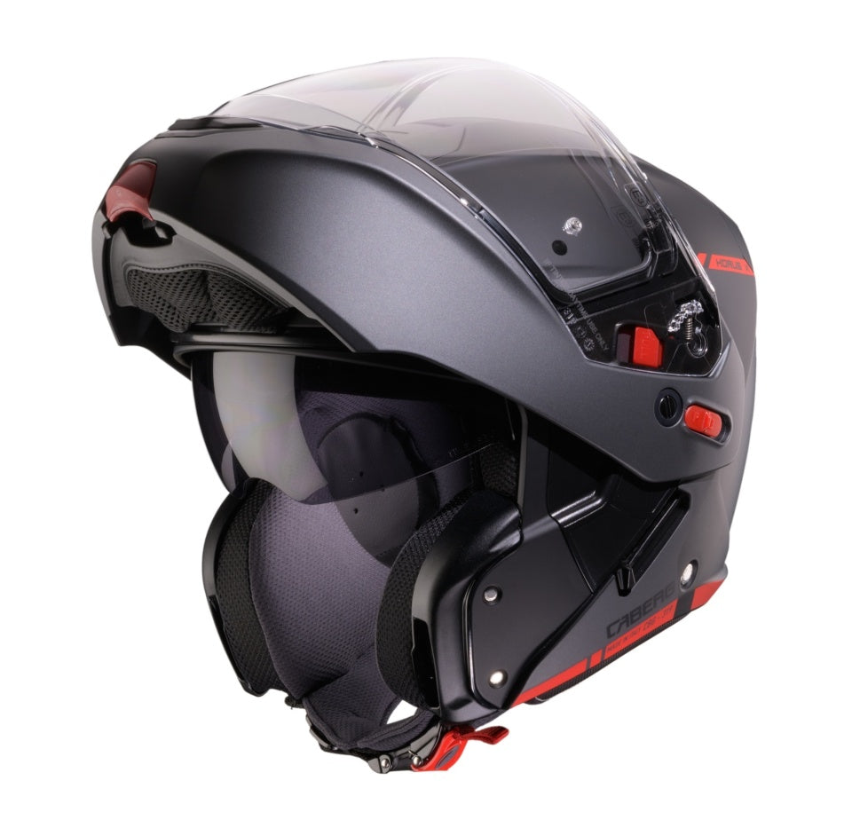 Casca modulabila (flip-up) Caberg Horus X Ray L6 negru/gri/rosu fluor mat Pinlock ready - lentila Pinlock inclusa