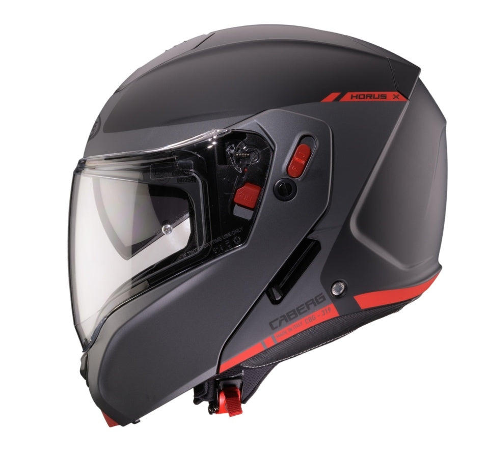 Casca modulabila (flip-up) Caberg Horus X Ray L6 negru/gri/rosu fluor mat Pinlock ready - lentila Pinlock inclusa