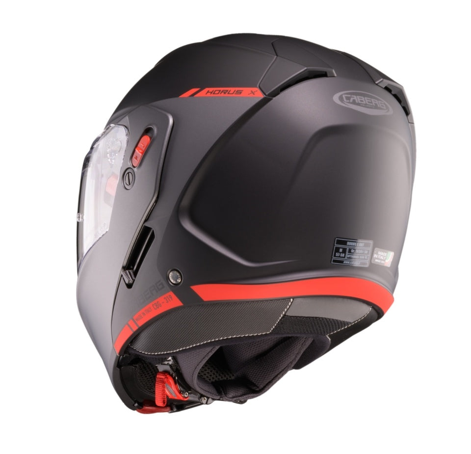 Casca modulabila (flip-up) Caberg Horus X Ray L6 negru/gri/rosu fluor mat Pinlock ready - lentila Pinlock inclusa