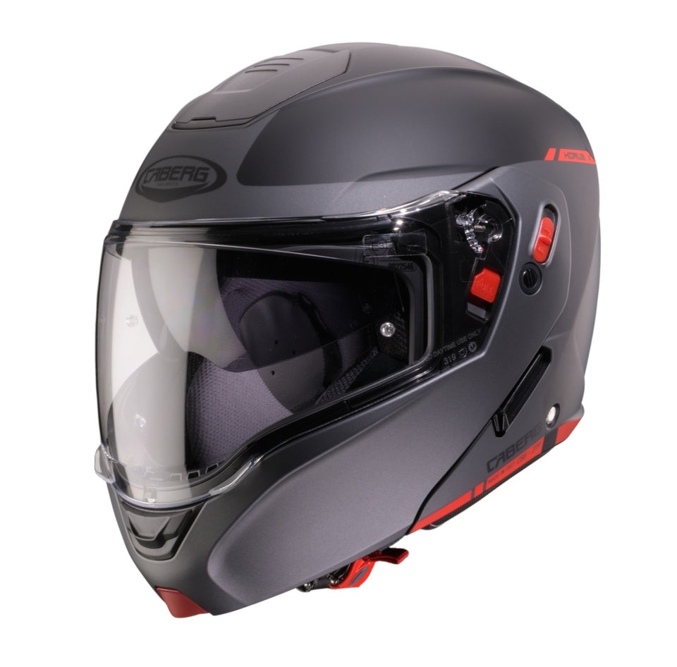 Casca modulabila (flip-up) Caberg Horus X Ray L6 negru/gri/rosu fluor mat Pinlock ready - lentila Pinlock inclusa