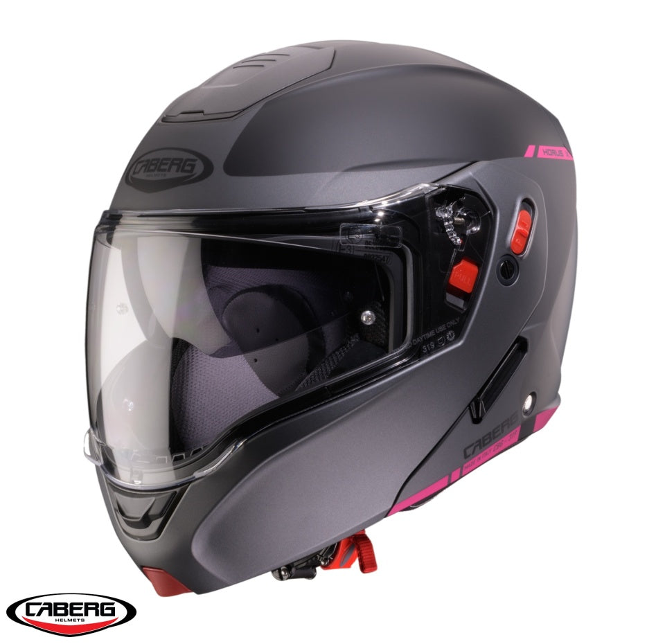 Casca modulabila (flip-up) Caberg Horus X Ray L9 negru/gri/fuchsia (roz) mat Pinlock ready - lentila Pinlock inclusa