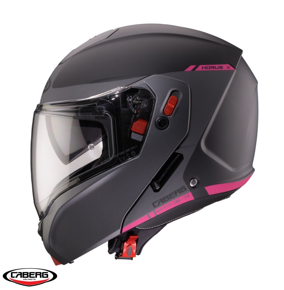 Casca modulabila (flip-up) Caberg Horus X Ray L9 negru/gri/fuchsia (roz) mat Pinlock ready - lentila Pinlock inclusa