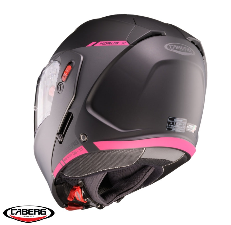 Casca modulabila (flip-up) Caberg Horus X Ray L9 negru/gri/fuchsia (roz) mat Pinlock ready - lentila Pinlock inclusa