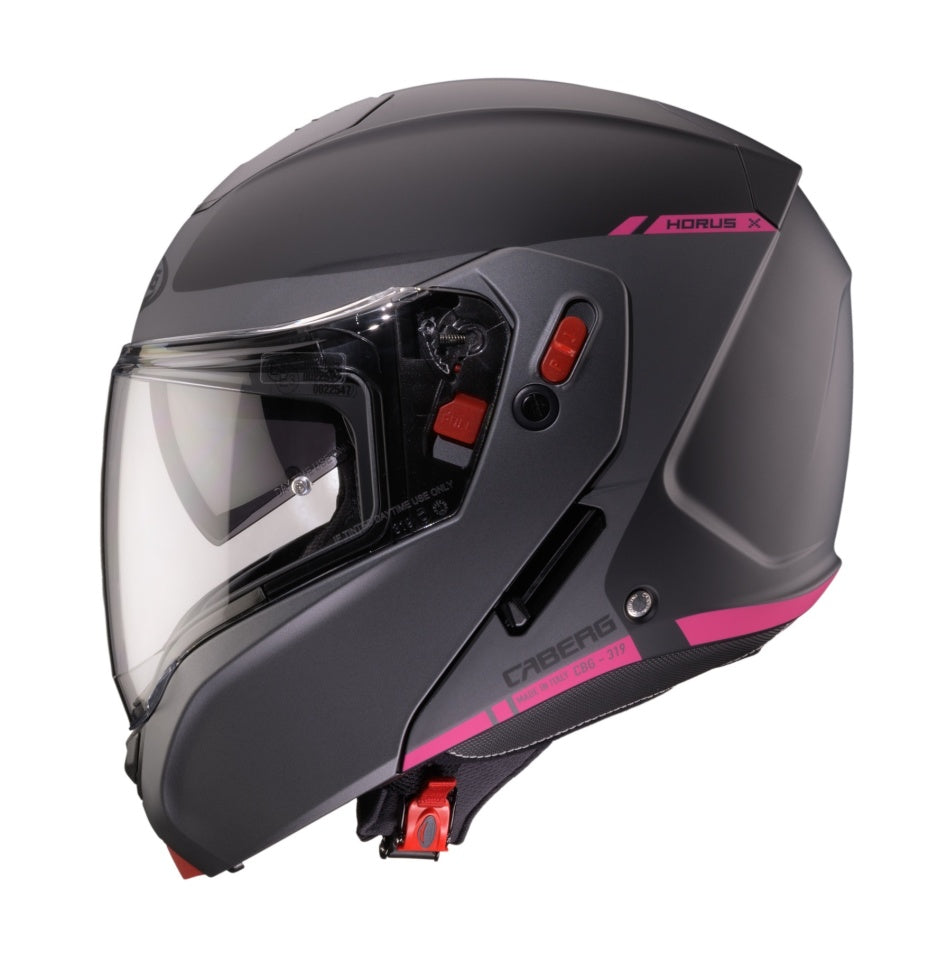 Casca modulabila (flip-up) Caberg Horus X Ray L9 negru/gri/fuchsia (roz) mat Pinlock ready - lentila Pinlock inclusa