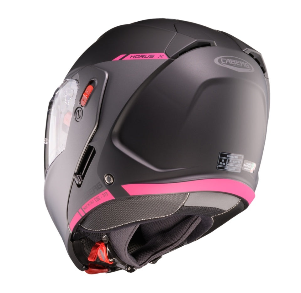 Casca modulabila (flip-up) Caberg Horus X Ray L9 negru/gri/fuchsia (roz) mat Pinlock ready - lentila Pinlock inclusa