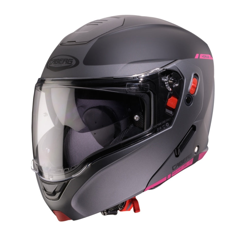 Casca modulabila (flip-up) Caberg Horus X Ray L9 negru/gri/fuchsia (roz) mat Pinlock ready - lentila Pinlock inclusa