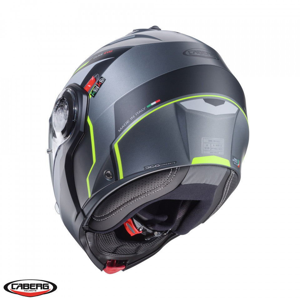 Casca modulabila (flip-up) Caberg model Duke Evo Move L1 SV gun metal (titanium)/negru/galben fluor mat Pinlock ready - lentila Pinlock inclusa