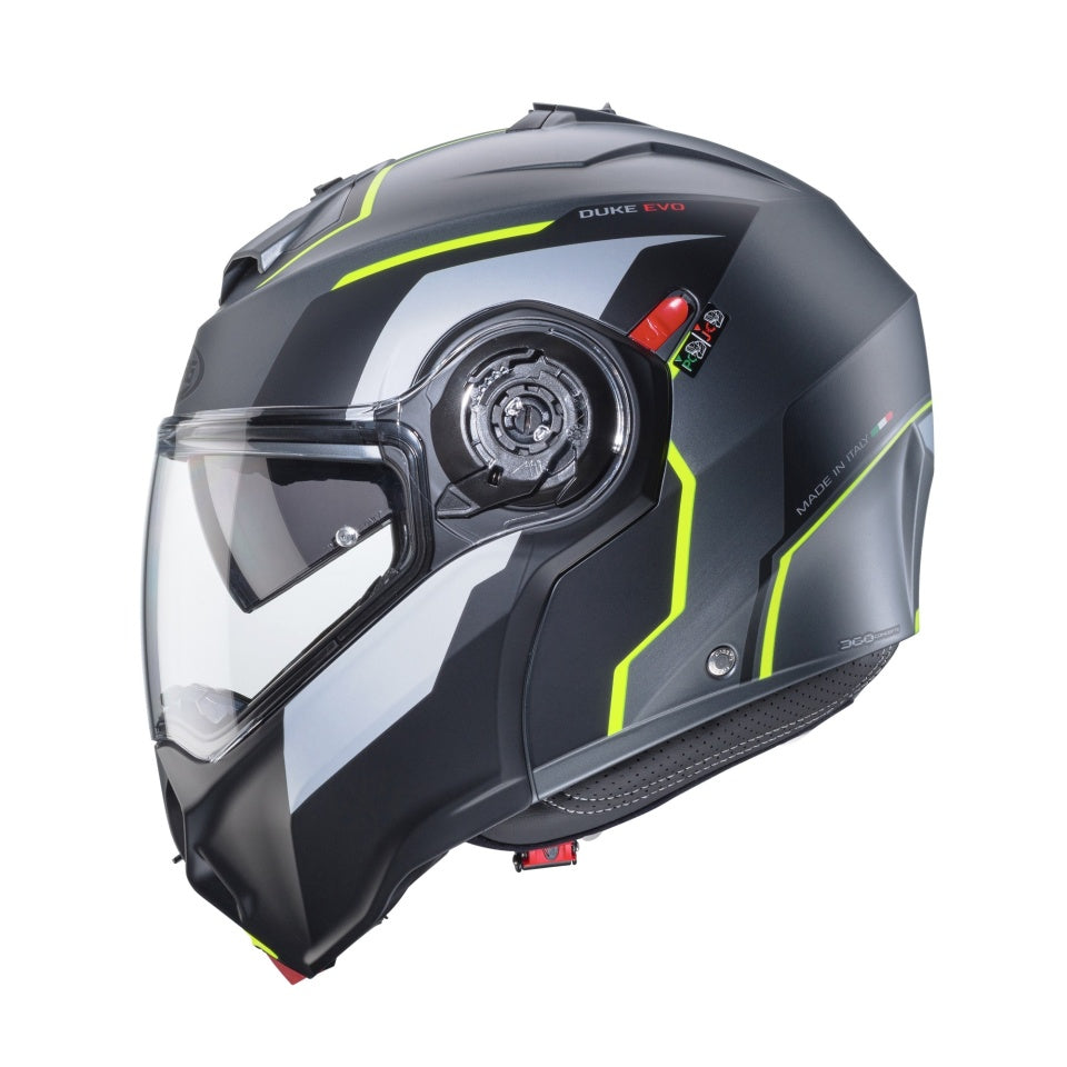 Casca modulabila (flip-up) Caberg model Duke Evo Move L1 SV gun metal (titanium)/negru/galben fluor mat Pinlock ready - lentila Pinlock inclusa