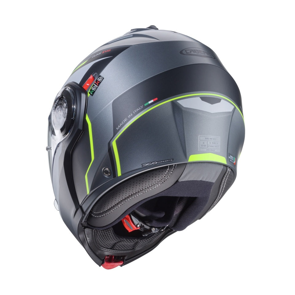 Casca modulabila (flip-up) Caberg model Duke Evo Move L1 SV gun metal (titanium)/negru/galben fluor mat Pinlock ready - lentila Pinlock inclusa