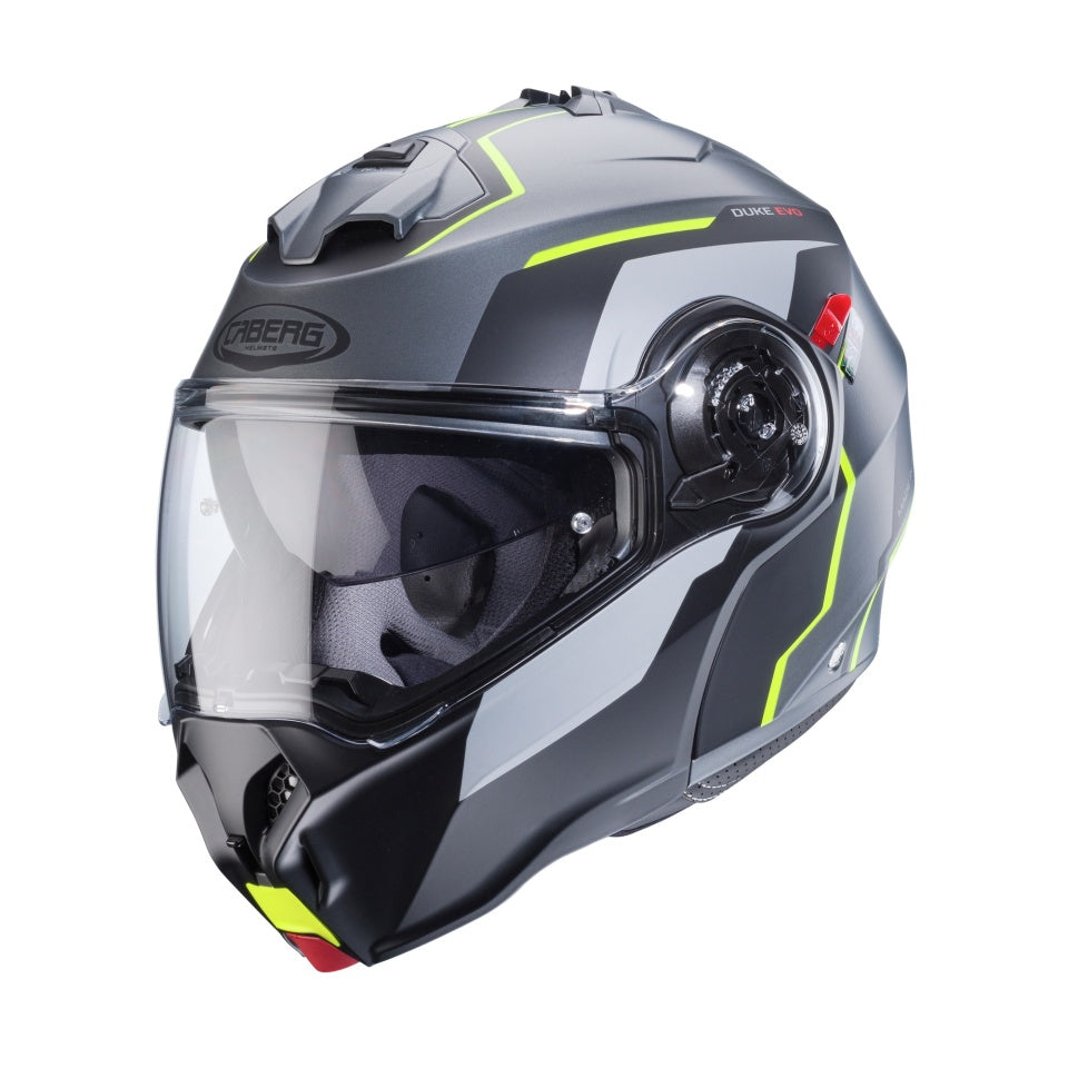 Casca modulabila (flip-up) Caberg model Duke Evo Move L1 SV gun metal (titanium)/negru/galben fluor mat Pinlock ready - lentila Pinlock inclusa