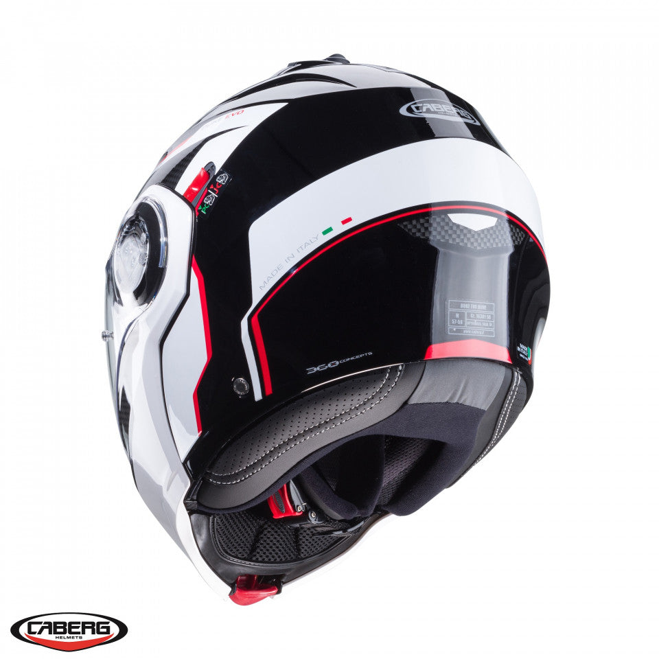 Casca modulabila (flip-up) Caberg model Duke Evo Move M3 SV negru/alb/rosu lucios Pinlock ready – lentila Pinlock inclusa