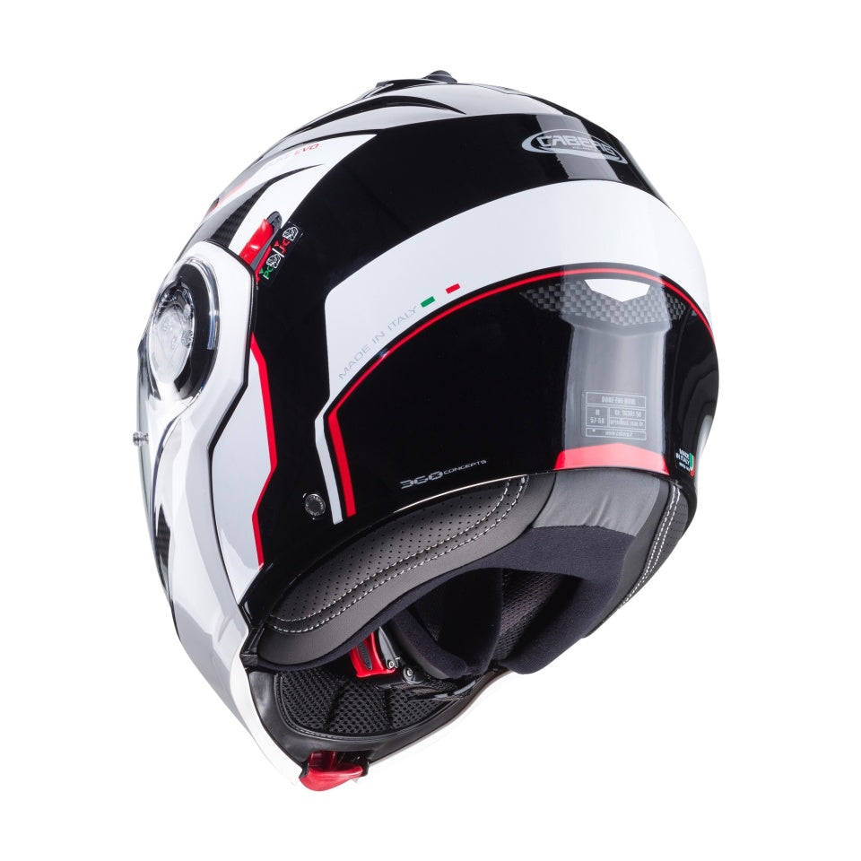 Casca modulabila (flip-up) Caberg model Duke Evo Move M3 SV negru/alb/rosu lucios Pinlock ready – lentila Pinlock inclusa