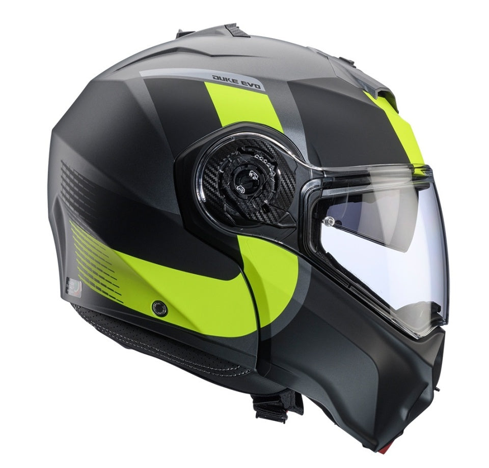 Casca modulabila (flip-up) Caberg model Duke Evo SV Indy L1 gun metal (titanium)/galben fluor/negru mat Pinlock ready - lentila Pinlock inclusa