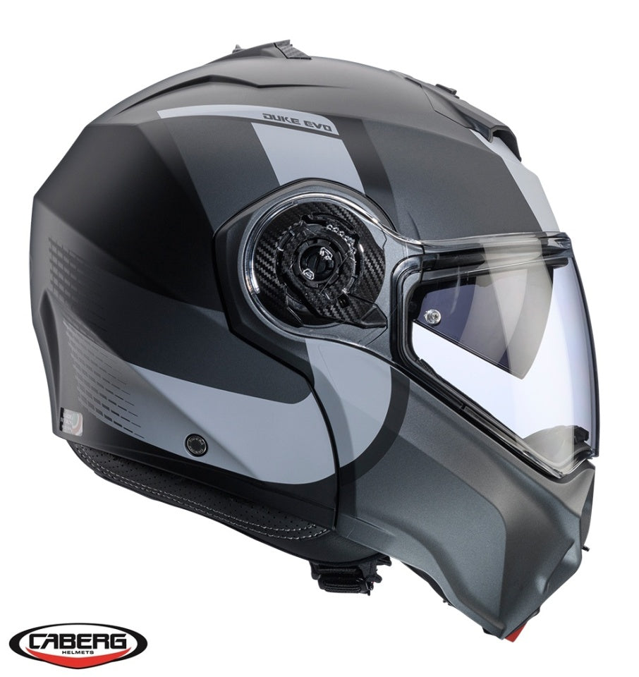 Casca modulabila (flip-up) Caberg model Duke Evo SV Indy P7 SV negru/gun metal (titanium)/gri mat Pinlock ready - lentila Pinlock inclusa