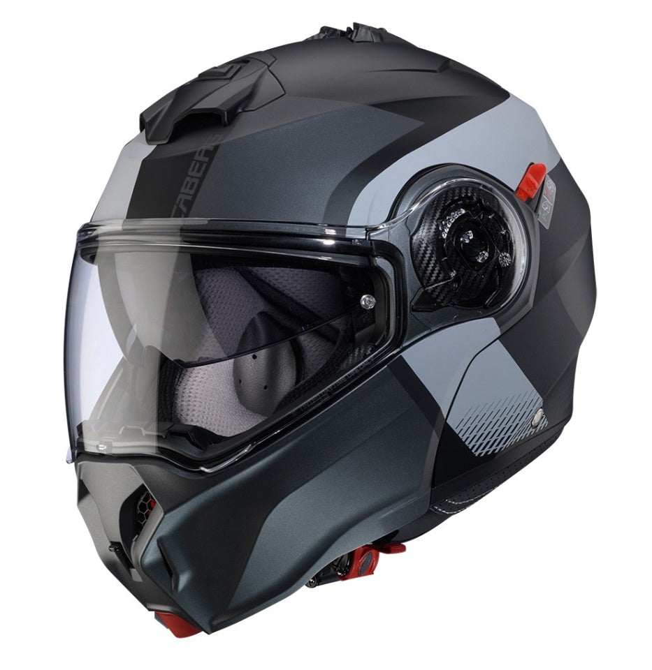 Casca modulabila (flip-up) Caberg model Duke Evo SV Indy P7 SV negru/gun metal (titanium)/gri mat Pinlock ready - lentila Pinlock inclusa