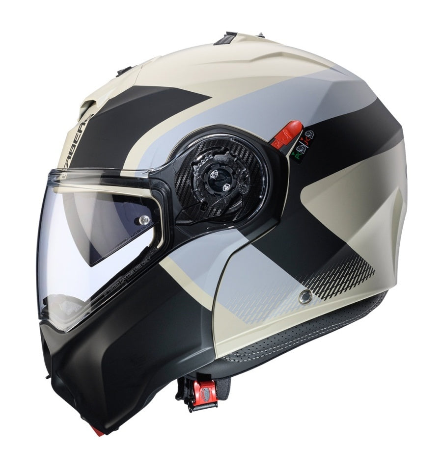Casca modulabila (flip-up) Caberg model Duke Evo SV Indy P8 sand (nisipiu)/negru/gri mat Pinlock ready - lentila Pinlock inclusa