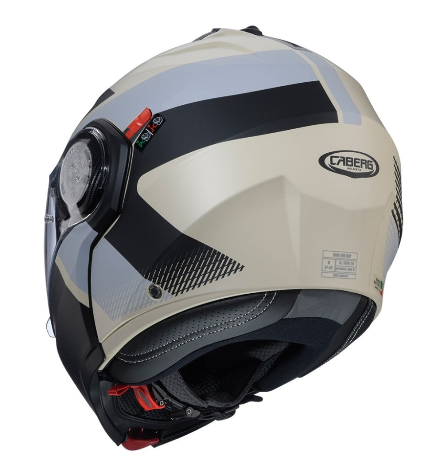 Casca modulabila (flip-up) Caberg model Duke Evo SV Indy P8 sand (nisipiu)/negru/gri mat Pinlock ready - lentila Pinlock inclusa
