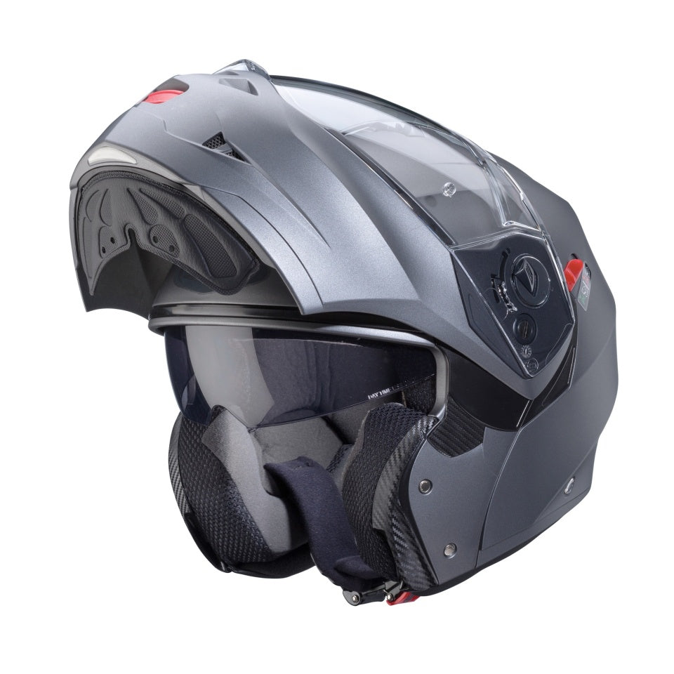 Casca modulabila (flip-up) Caberg model Duke X SV gun metal (titanium) mat Pinlock ready - lentila Pinlock inclusa