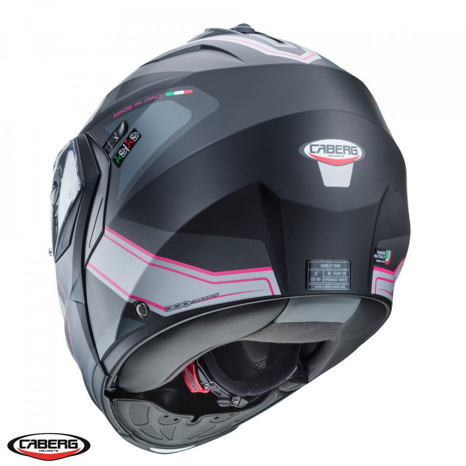 Casca modulabila (flip-up) Caberg model Duke X SV Tour G5 negru/fuchsia (roz)/antracit mat Pinlock ready - lentila Pinlock inclusa