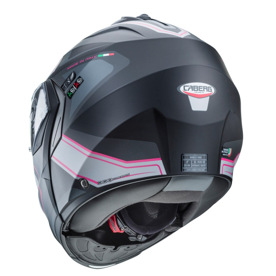 Casca modulabila (flip-up) Caberg model Duke X SV Tour G5 negru/fuchsia (roz)/antracit mat Pinlock ready - lentila Pinlock inclusa