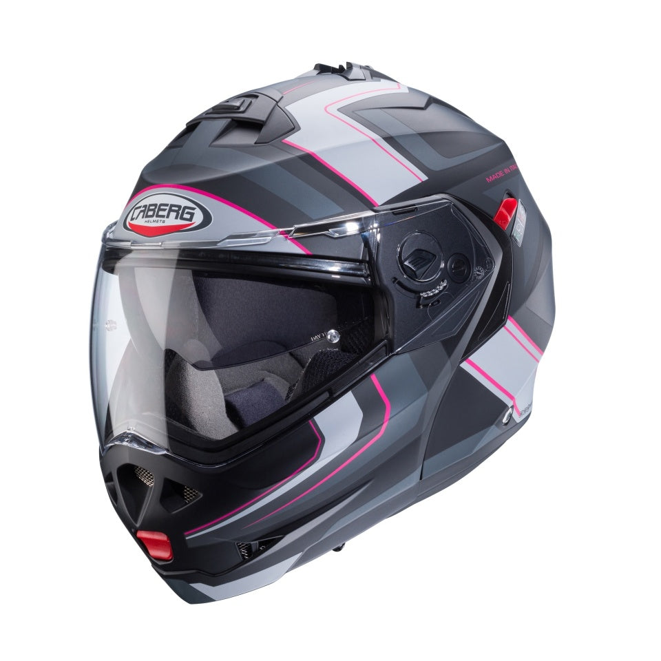 Casca modulabila (flip-up) Caberg model Duke X SV Tour G5 negru/fuchsia (roz)/antracit mat Pinlock ready - lentila Pinlock inclusa