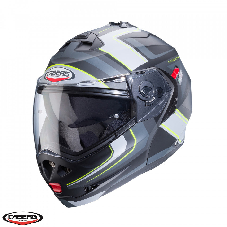 Casca modulabila (flip-up) Caberg model Duke X SV Tour I5 negru/galben fluor/antracit mat Pinlock ready - lentila Pinlock inclusa