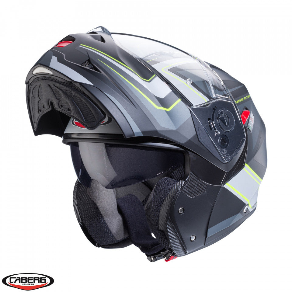 Casca modulabila (flip-up) Caberg model Duke X SV Tour I5 negru/galben fluor/antracit mat Pinlock ready - lentila Pinlock inclusa