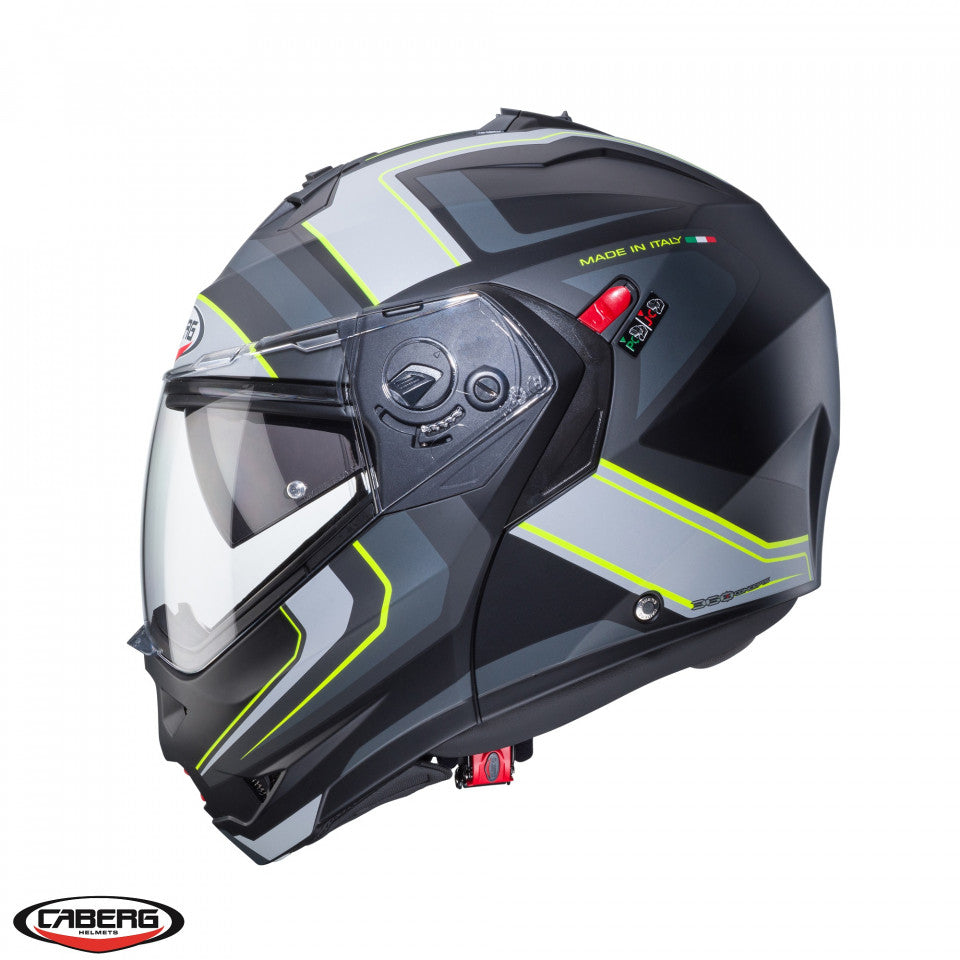 Casca modulabila (flip-up) Caberg model Duke X SV Tour I5 negru/galben fluor/antracit mat Pinlock ready - lentila Pinlock inclusa