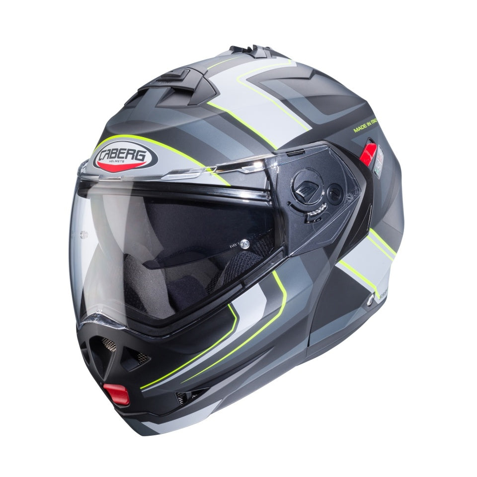Casca modulabila (flip-up) Caberg model Duke X SV Tour I5 negru/galben fluor/antracit mat Pinlock ready - lentila Pinlock inclusa