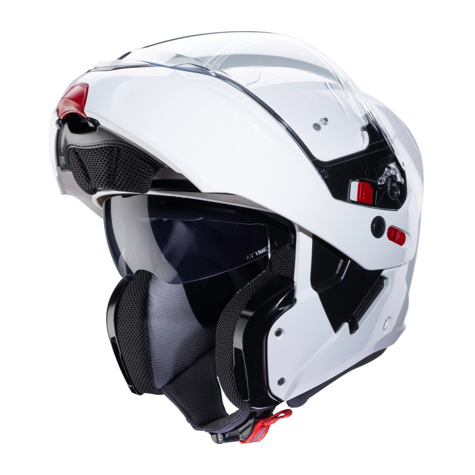 Casca modulabila (flip-up) Caberg model Horus X alb metalic lucios Pinlock ready - lentila Pinlock inclusa