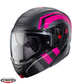 Casca modulabila (flip-up) Caberg model Horus X Road M1 gun metal (titanium)/negru/fuchsia (roz) mat Pinlock ready - lentila Pinlock inclusa