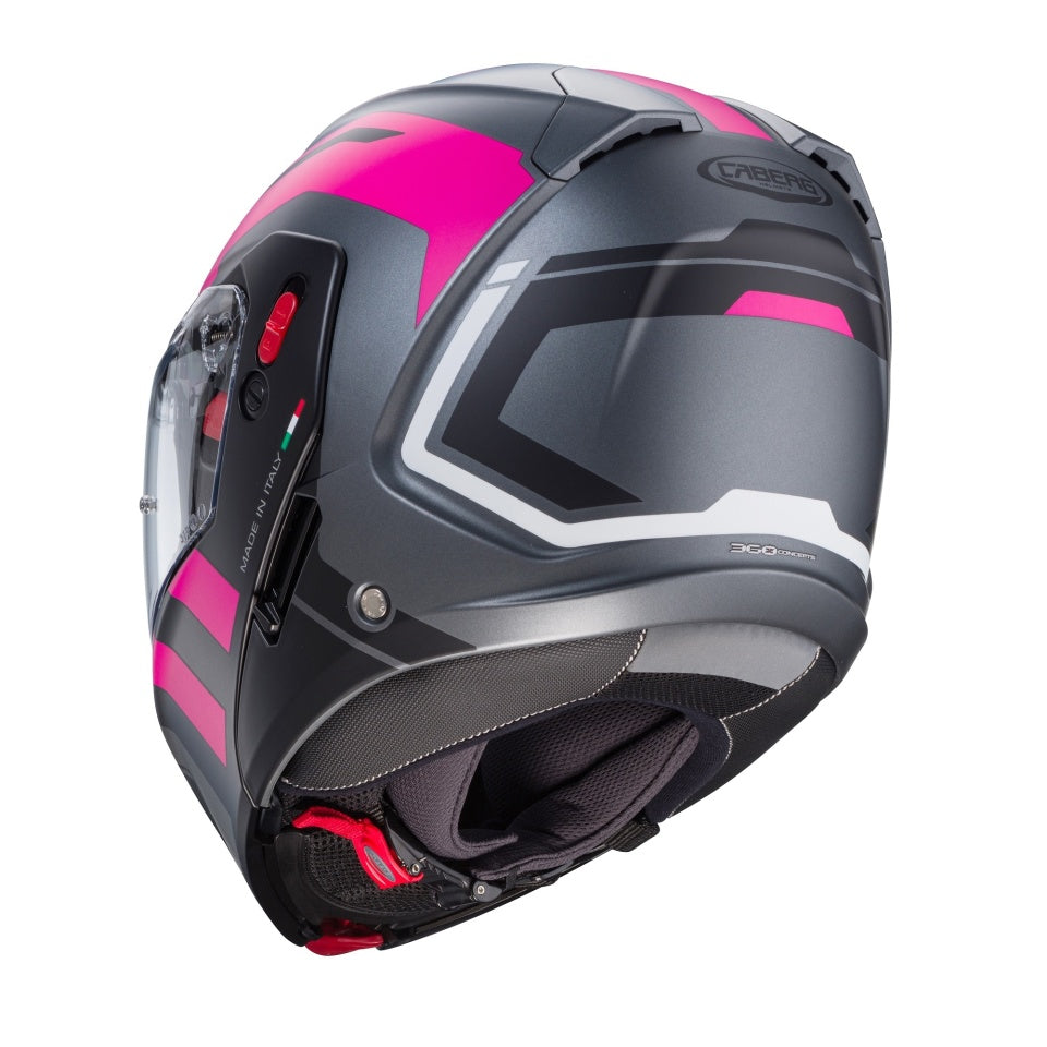 Casca modulabila (flip-up) Caberg model Horus X Road M1 gun metal (titanium)/negru/fuchsia (roz) mat Pinlock ready - lentila Pinlock inclusa