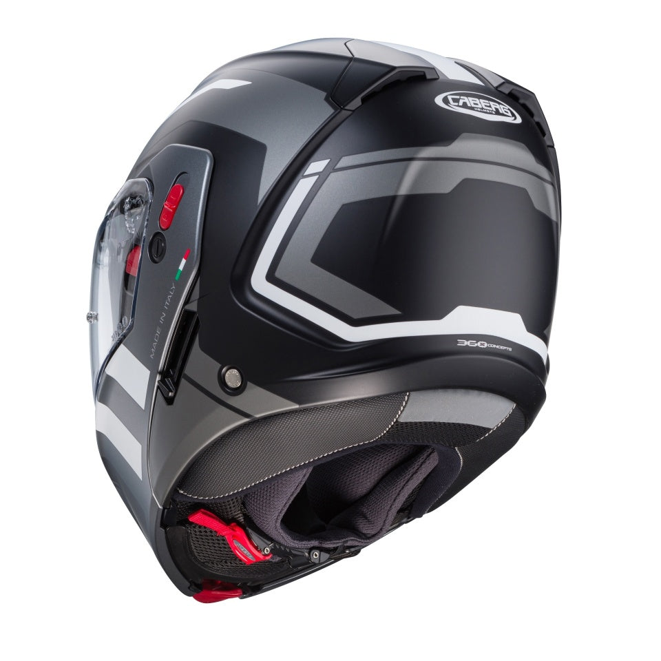 Casca modulabila (flip-up) Caberg model Horus X Road M4 negru/gun metal (titanium)/alb mat Pinlock ready - lentila Pinlock inclusa