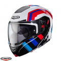 Casca modulabila (flip-up) Caberg model Horus X Road M6 alb/rosu/albastru lucios Pinlock ready - lentila Pinlock inclusa