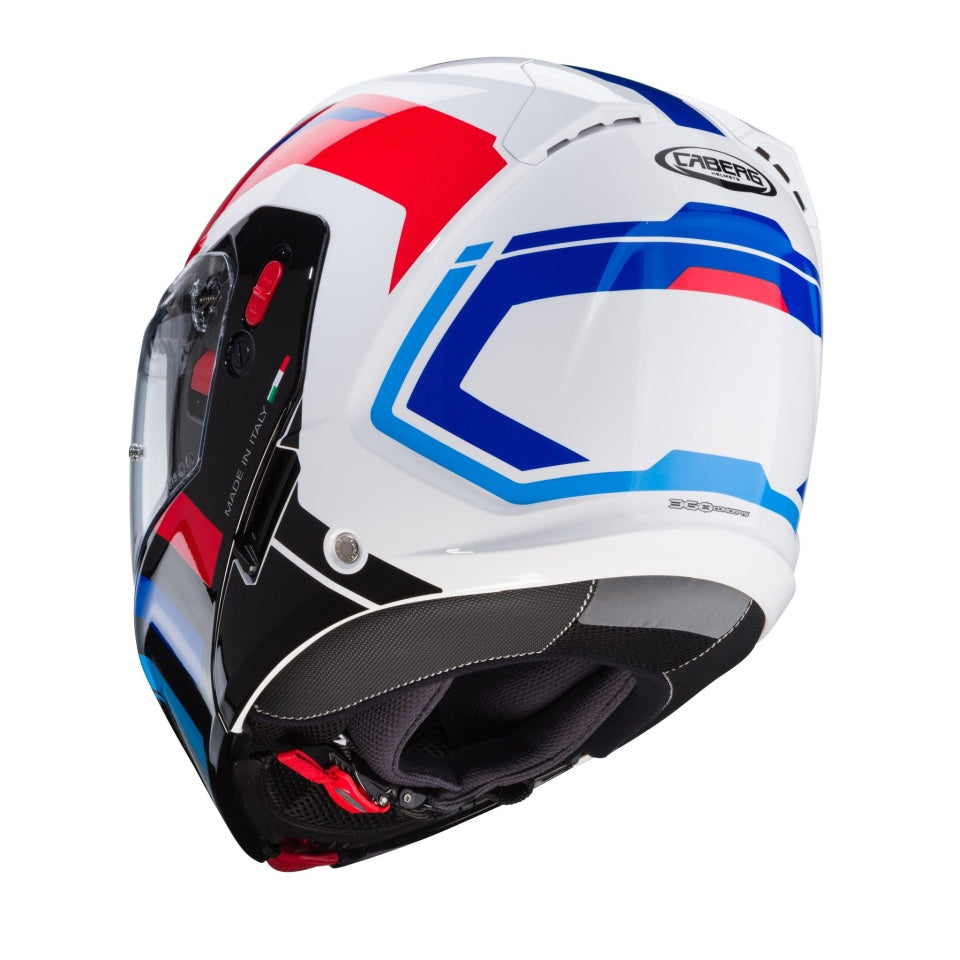Casca modulabila (flip-up) Caberg model Horus X Road M6 alb/rosu/albastru lucios Pinlock ready - lentila Pinlock inclusa