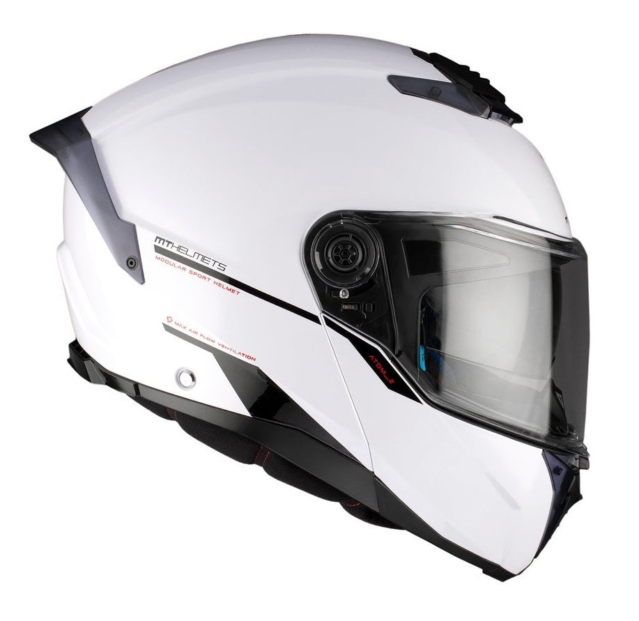 Casca modulabila MT Atom 2 SV A0 alb lucios (ochelari soare integrati) Pinlock Ready - tip viziera: MT-V-35