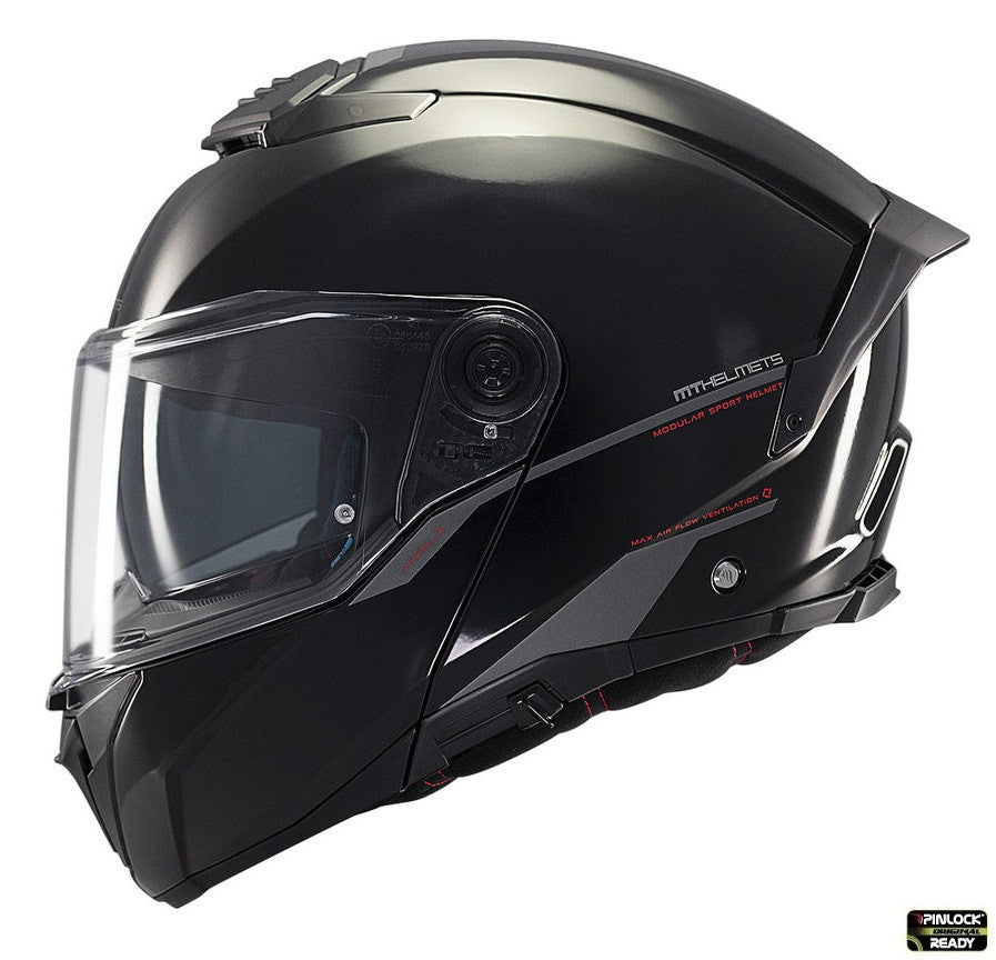 Casca modulabila MT Atom 2 SV A1 negru lucios (ochelari soare integrati) Pinlock Ready - tip viziera: MT-V-35