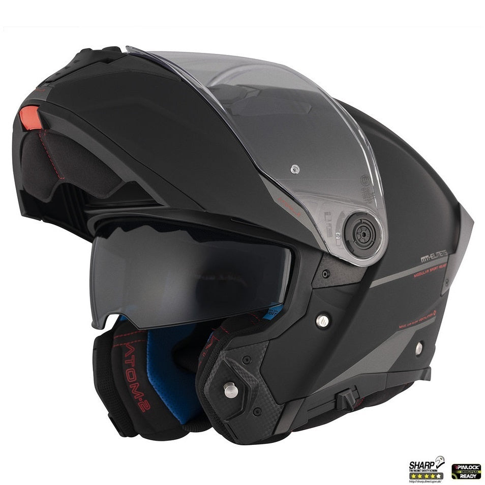 Casca modulabila MT Atom 2 SV A1 negru mat (ochelari soare integrati) Pinlock Ready - tip viziera: MT-V-35