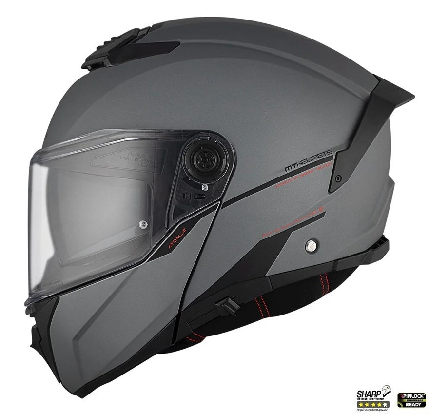 Casca modulabila MT Atom 2 SV A2 titanium mat (ochelari soare integrati) Pinlock Ready - tip viziera: MT-V-35