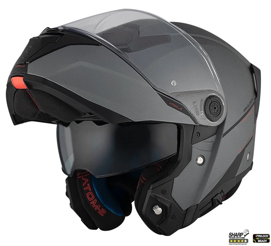 Casca modulabila MT Atom 2 SV A2 titanium mat (ochelari soare integrati) Pinlock Ready - tip viziera: MT-V-35