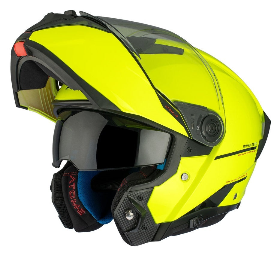 Casca modulabila MT Atom 2 SV A3 galben fluor lucios (ochelari soare integrati) Pinlock Ready - tip viziera: MT-V-35