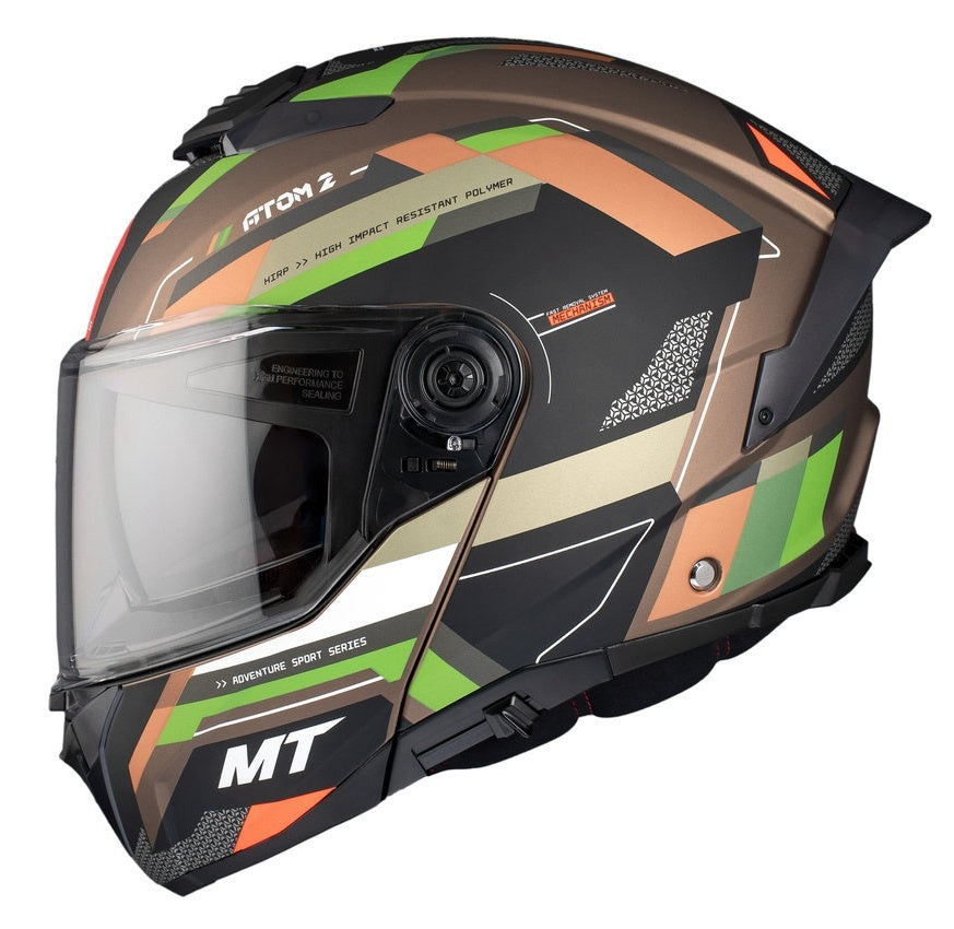 Casca modulabila MT Atom 2 SV Bast A6 military (maro/verde mat) (ochelari soare integrati) Pinlock Ready - tip viziera: MT-V-35
