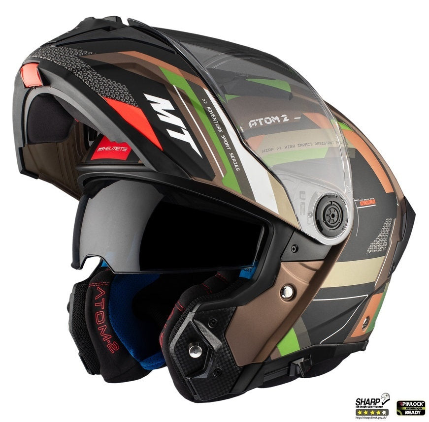 Casca modulabila MT Atom 2 SV Bast A6 military (maro/verde mat) (ochelari soare integrati) Pinlock Ready - tip viziera: MT-V-35