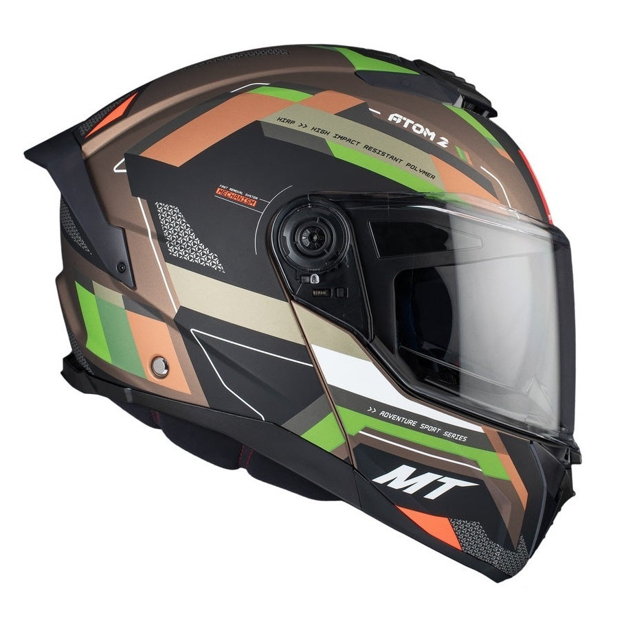 Casca modulabila MT Atom 2 SV Bast A6 military (maro/verde mat) (ochelari soare integrati) Pinlock Ready - tip viziera: MT-V-35