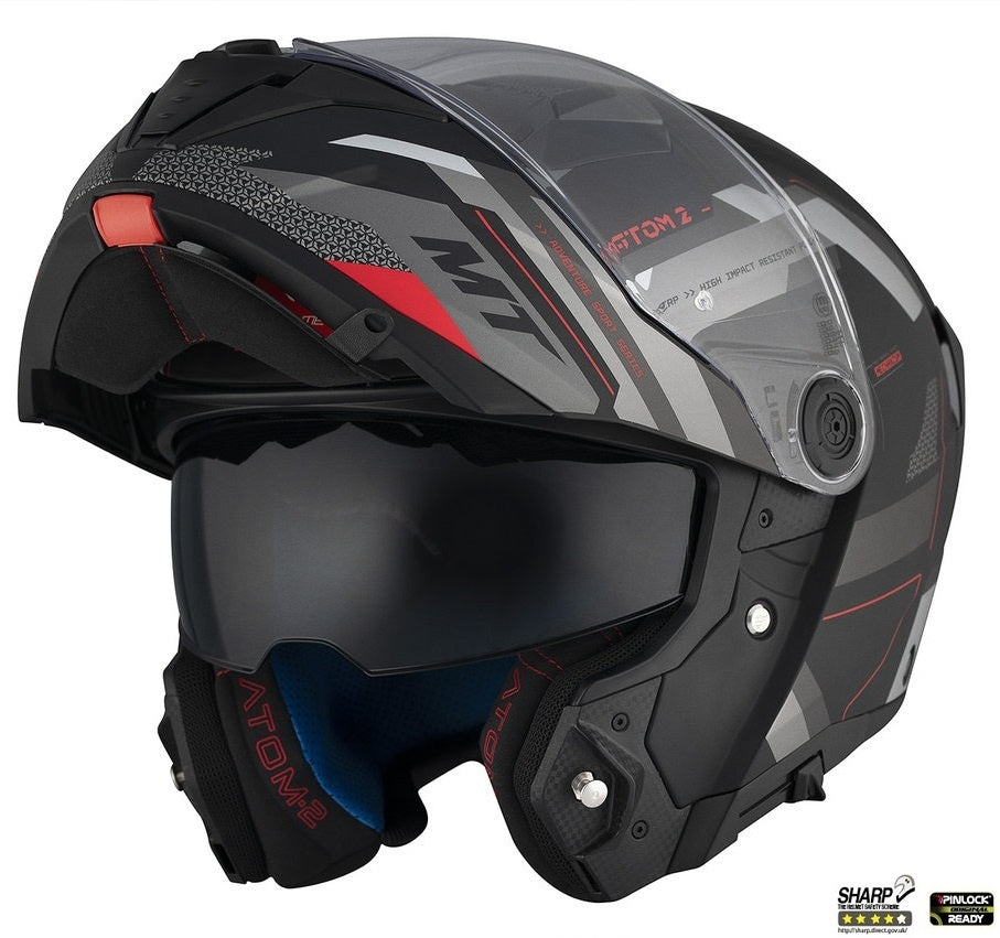 Casca modulabila MT Atom 2 SV Bast D5 negru/gri mat (ochelari soare integrati) Pinlock Ready - tip viziera: MT-V-35