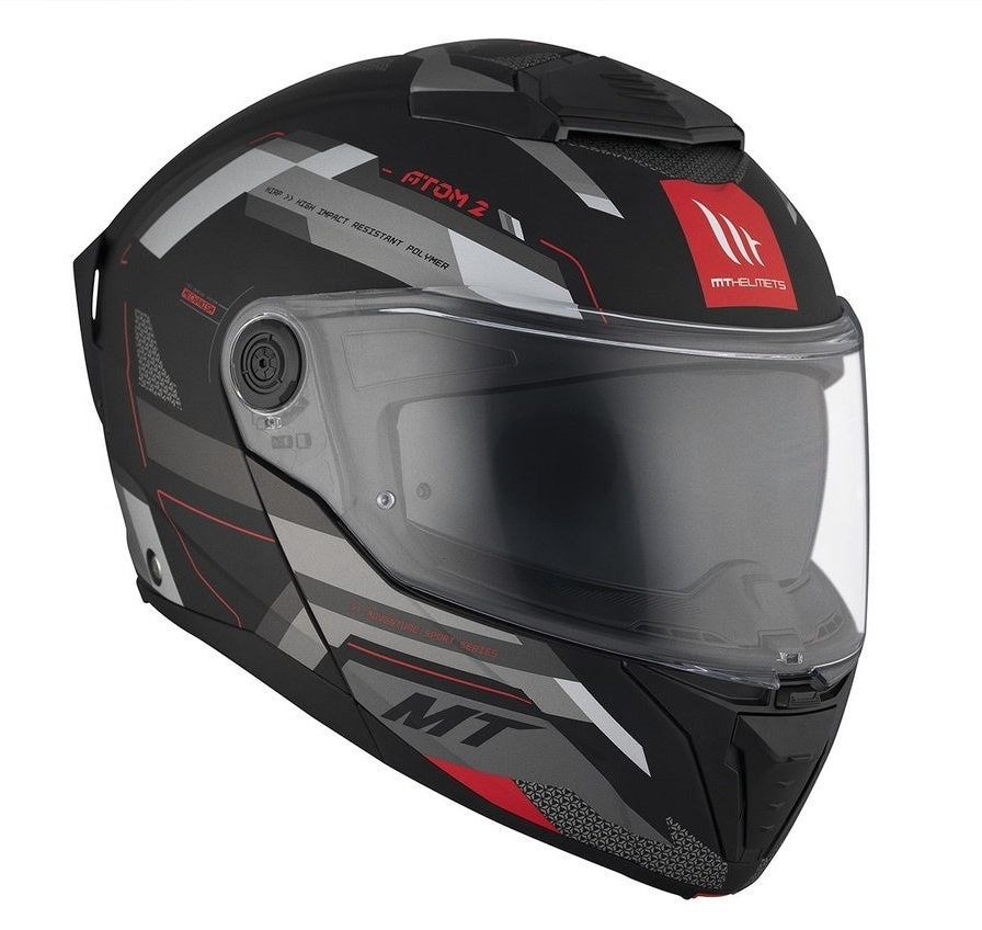 Casca modulabila MT Atom 2 SV Bast D5 negru/gri mat (ochelari soare integrati) Pinlock Ready - tip viziera: MT-V-35